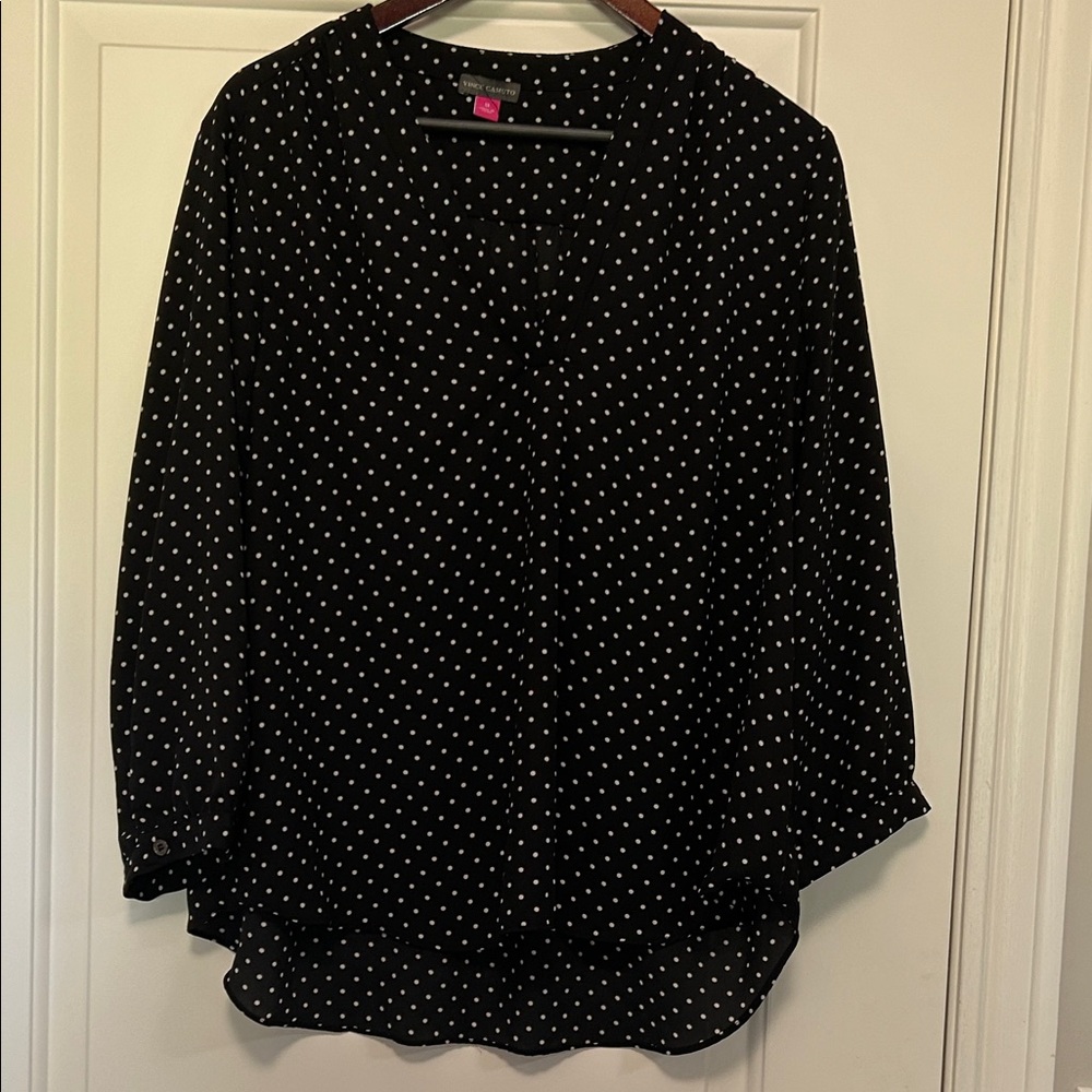 Vince Camuto Black and White Polka Dot Blouse